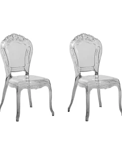 Esszimmerstuhl Kunststoff Transparent Schwarz 2Er Set Vermont