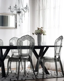 Esszimmerstuhl Kunststoff Transparent Schwarz 2Er Set Vermont