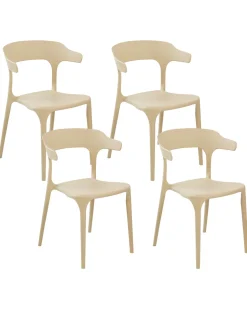 Esszimmerstuhl Kunststoff Sandbeige 4Er Set Gubbio