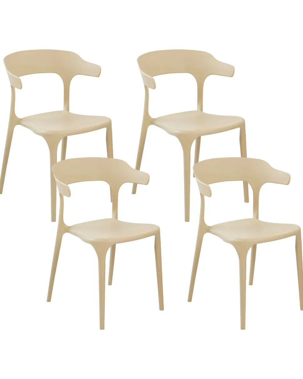 Esszimmerstuhl Kunststoff Sandbeige 4Er Set Gubbio