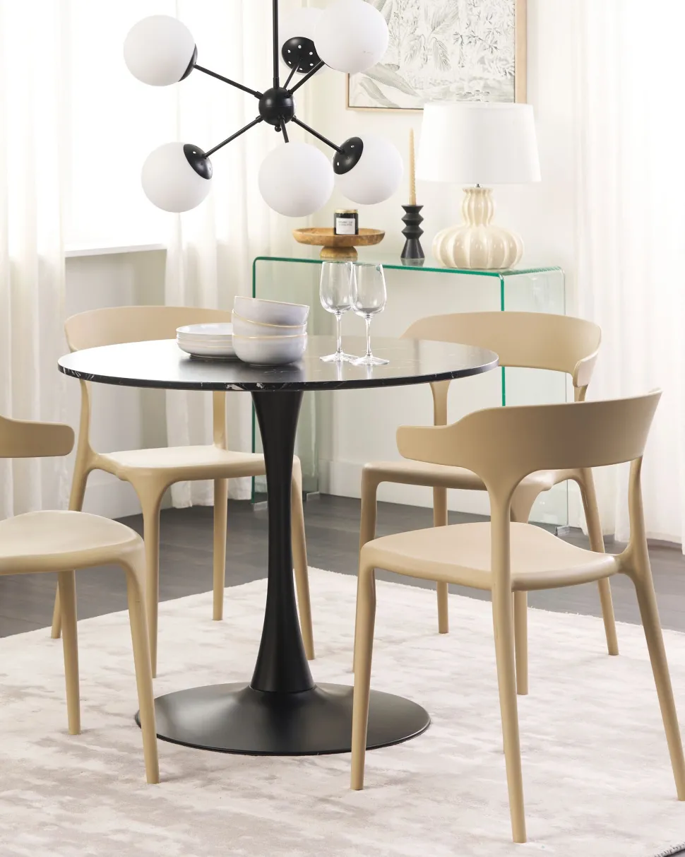Esszimmerstuhl Kunststoff Sandbeige 4Er Set Gubbio