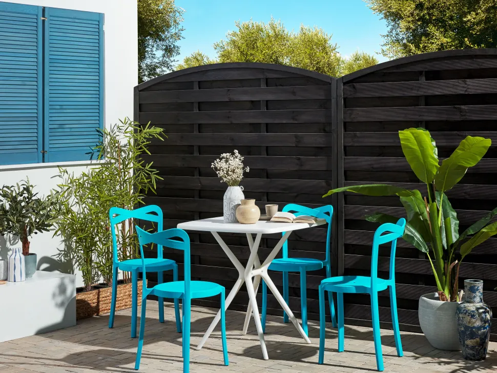 Esszimmerstuhl Kunststoff Blau 4Er Set Camogli