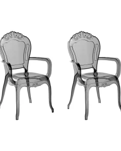Esszimmerstuhl Kunststoff Transparent Schwarz 2Er Set Vermont Ii