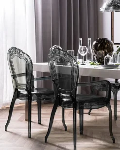 Esszimmerstuhl Kunststoff Transparent Schwarz 2Er Set Vermont Ii