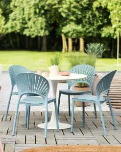 Esszimmerstuhl Kunststoff Blau 4Er Set Ostia