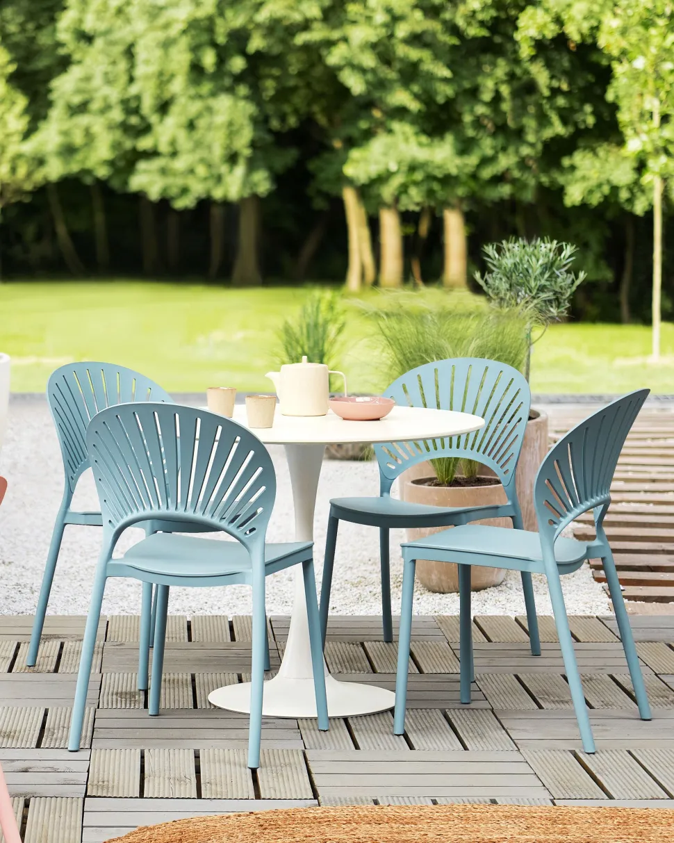 Esszimmerstuhl Kunststoff Blau 4Er Set Ostia