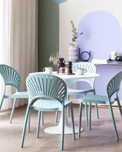 Esszimmerstuhl Kunststoff Blau 4Er Set Ostia