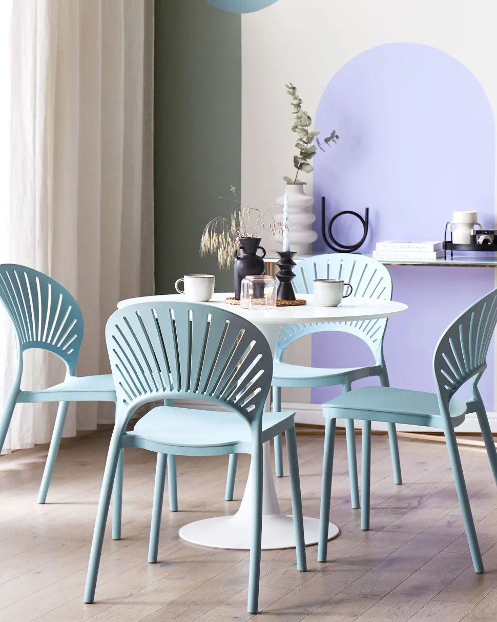 Esszimmerstuhl Kunststoff Blau 4Er Set Ostia