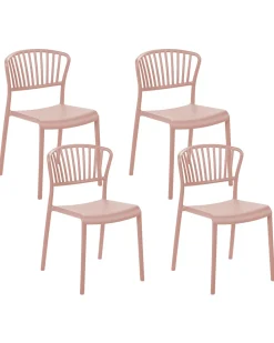 Esszimmerstuhl Kunststoff Rosa 4Er Set Gela
