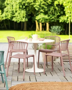 Esszimmerstuhl Kunststoff Rosa 4Er Set Gela