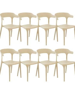 Esszimmerstuhl Kunststoff Sandbeige 8Er Set Gubbio