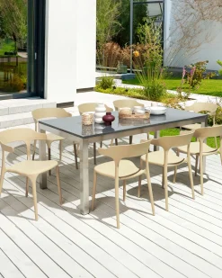 Esszimmerstuhl Kunststoff Sandbeige 8Er Set Gubbio