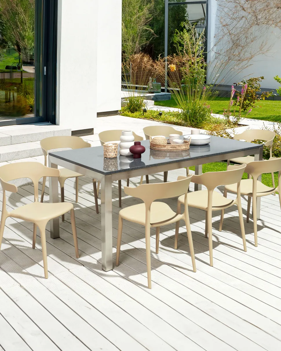 Esszimmerstuhl Kunststoff Sandbeige 8Er Set Gubbio