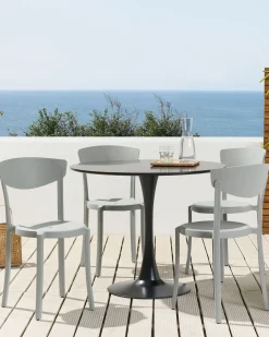 Esszimmerstuhl Kunststoff Hellgrau 4Er Set Vieste