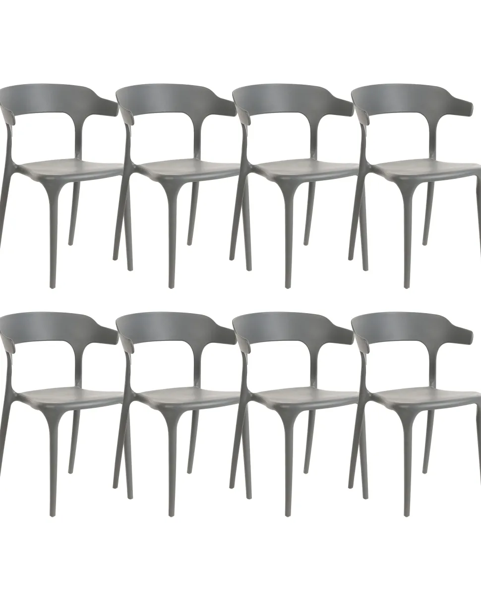 Esszimmerstuhl Kunststoff Grau 8Er Set Gubbio