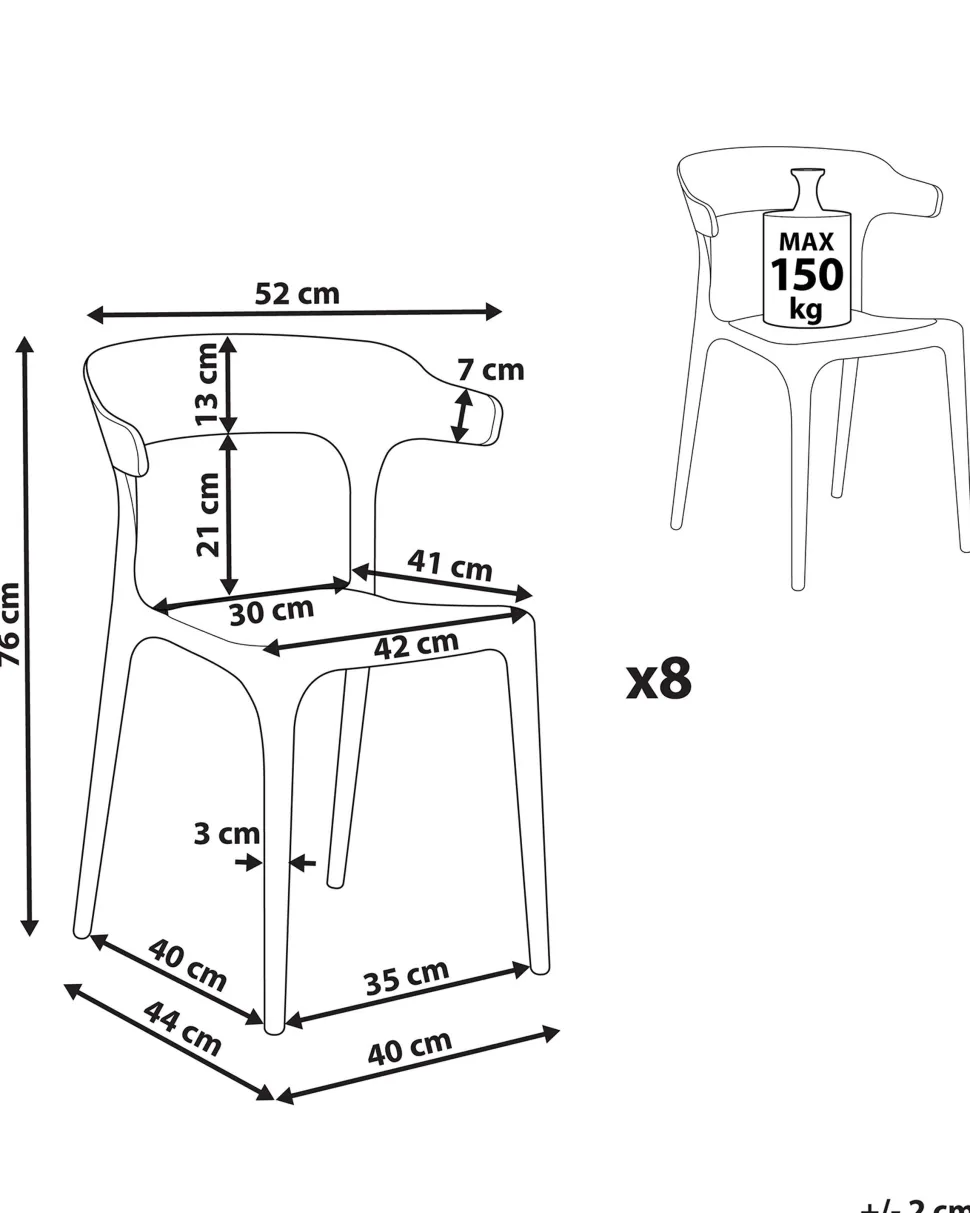 Esszimmerstuhl Kunststoff Grau 8Er Set Gubbio