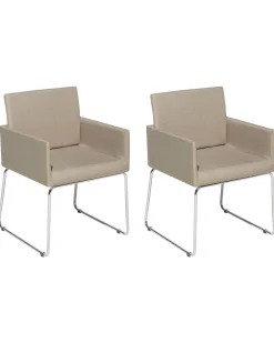 Esszimmerstuhl Polsterbezug Beige 2Er Set Gomez