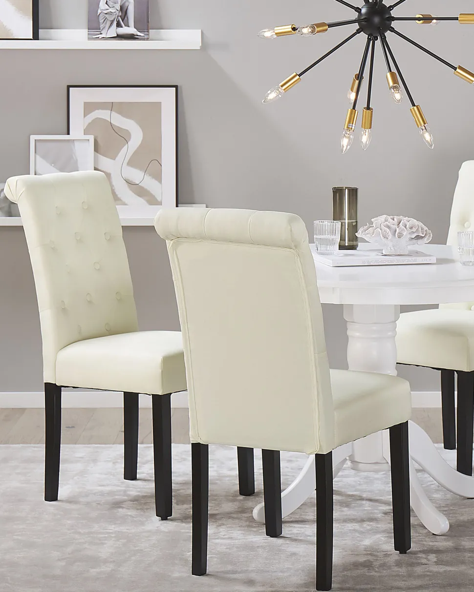 Esszimmerstuhl Polsterbezug Creme 2Er Set Velva