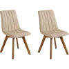Esszimmerstuhl Polsterbezug Beige 2Er Set Calgary