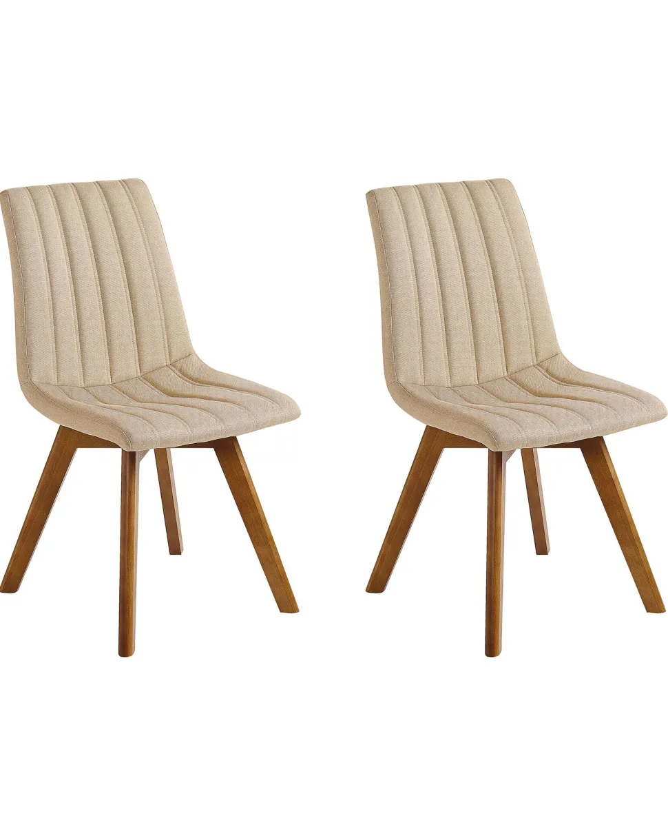 Esszimmerstuhl Polsterbezug Beige 2Er Set Calgary