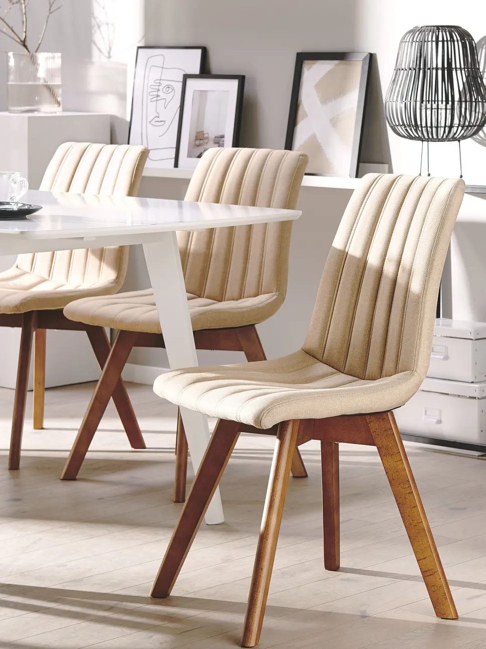 Esszimmerstuhl Polsterbezug Beige 2Er Set Calgary