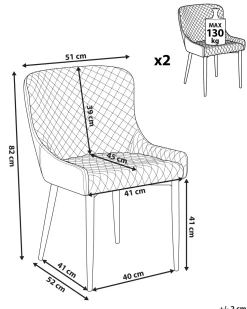 Esszimmerstuhl Polsterbezug Schwarz 2Er Set Solano
