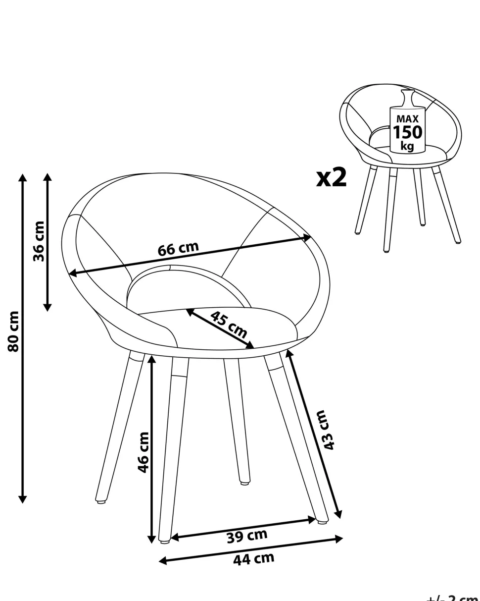 Esszimmerstuhl Polsterbezug Schwarz 2Er Set Roslyn
