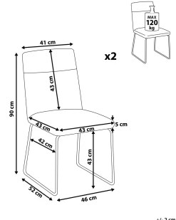 Esszimmerstuhl Polsterbezug Dunkelgrau 2Er Set Nevada