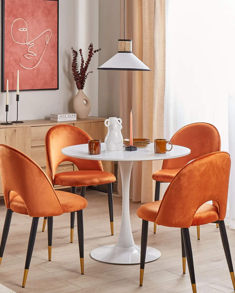 Esszimmerstuhl Samtstoff Orange 2Er Set Covelo