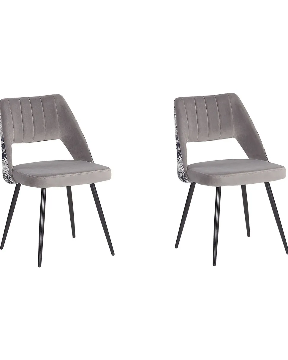 Esszimmerstuhl Samtstoff Grau 2Er Set Ansley