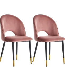 Esszimmerstuhl Samtstoff Rosa 2Er Set Magalia