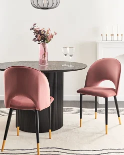 Esszimmerstuhl Samtstoff Rosa 2Er Set Magalia