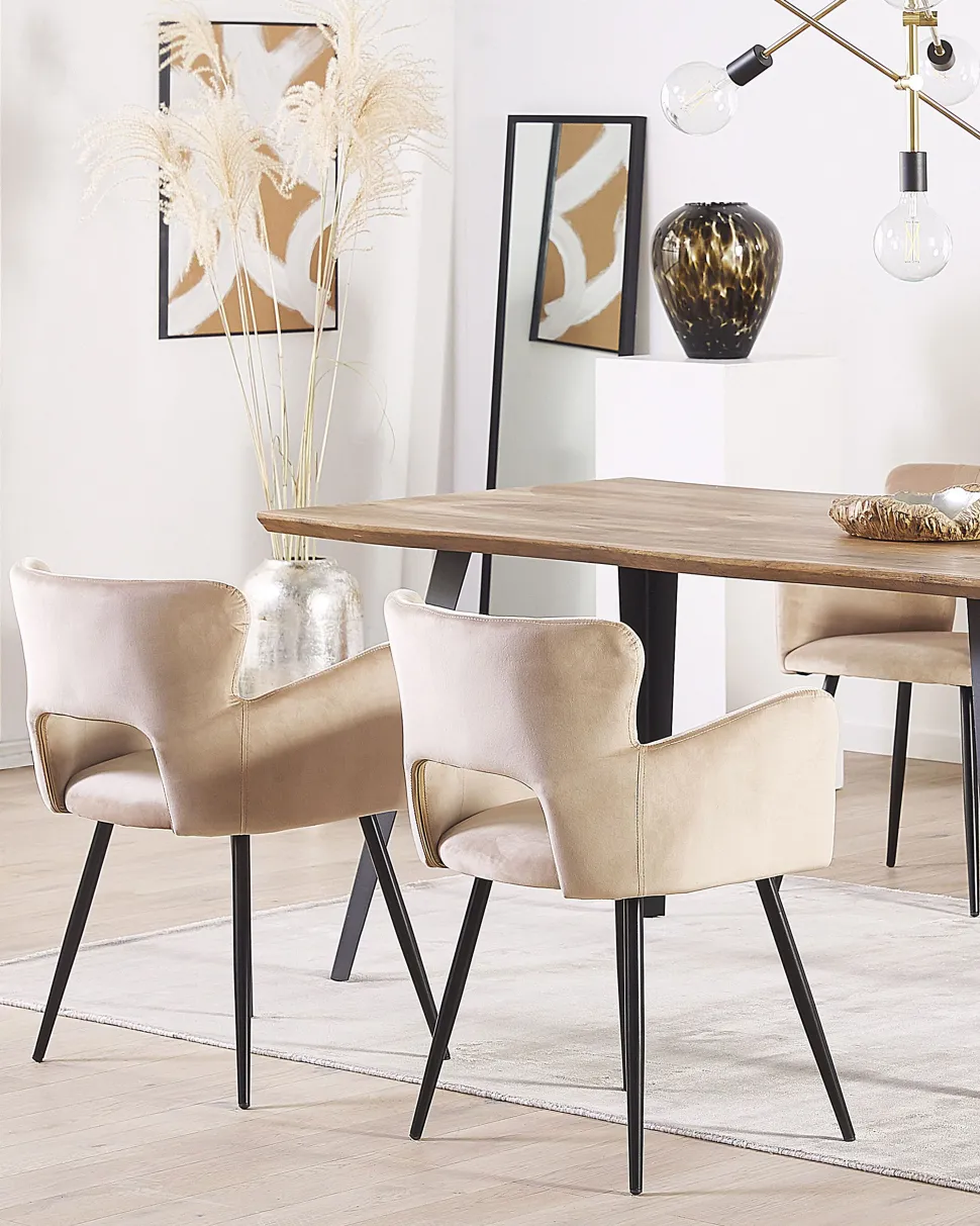 Esszimmerstuhl Samtstoff Taupe 2Er Set Sanilac
