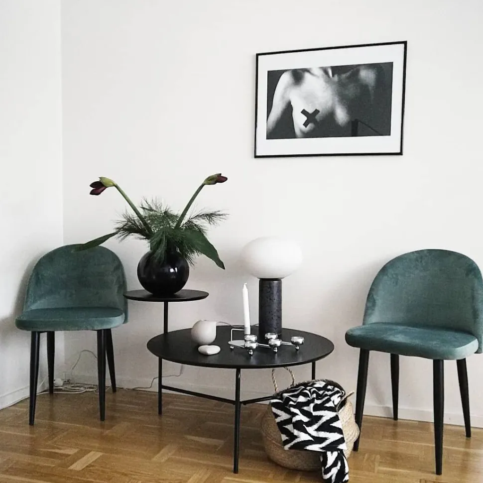 Esszimmerstuhl Samtstoff Dunkelblau 2Er Set Visalia