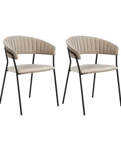 Esszimmerstuhl Samtstoff Taupe 2Er Set Mariposa