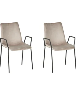 Esszimmerstuhl Samtstoff Taupe 2Er Set Jefferson