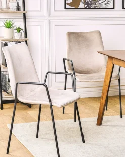 Esszimmerstuhl Samtstoff Taupe 2Er Set Jefferson