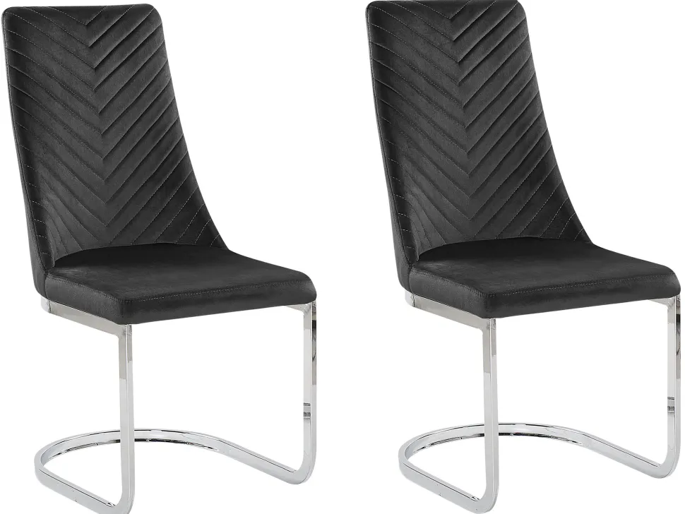 Esszimmerstuhl Samtstoff Schwarz 2Er Set Altoona