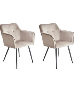 Esszimmerstuhl Samtstoff Taupe 2Er Set Jasmin