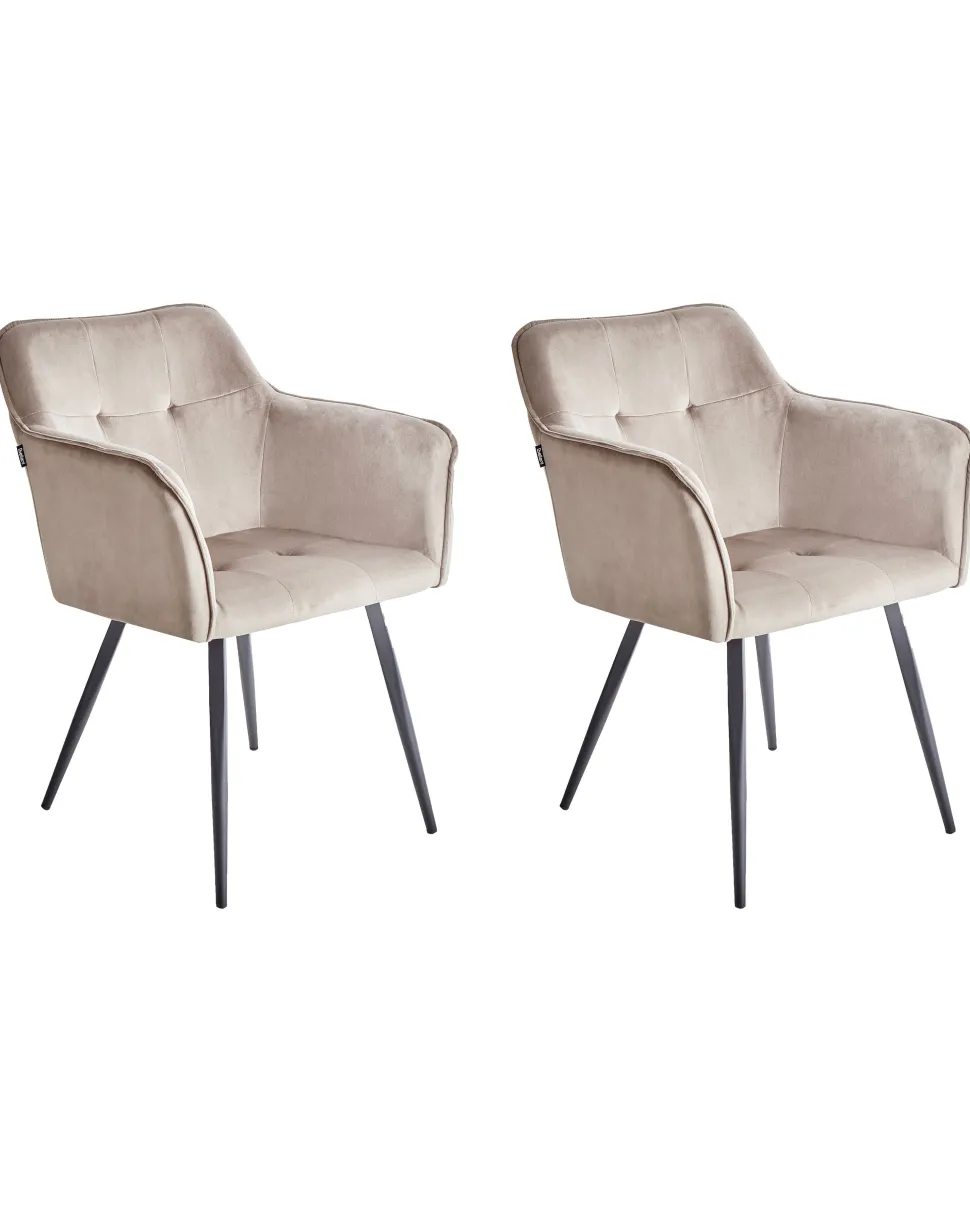 Esszimmerstuhl Samtstoff Taupe 2Er Set Jasmin