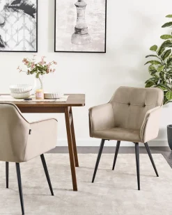 Esszimmerstuhl Samtstoff Taupe 2Er Set Jasmin