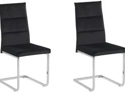 Esszimmerstuhl Samtstoff Schwarz 2Er Set Rockford
