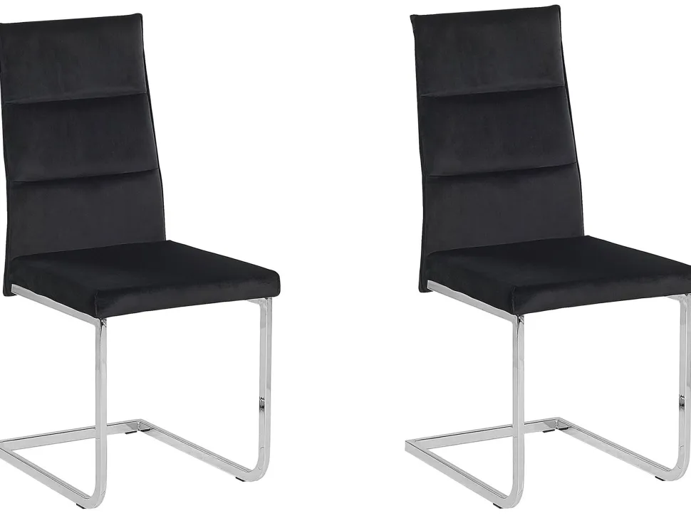 Esszimmerstuhl Samtstoff Schwarz 2Er Set Rockford