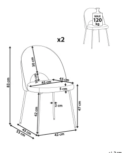Esszimmerstuhl Samtstoff Grau 2Er Set Covelo