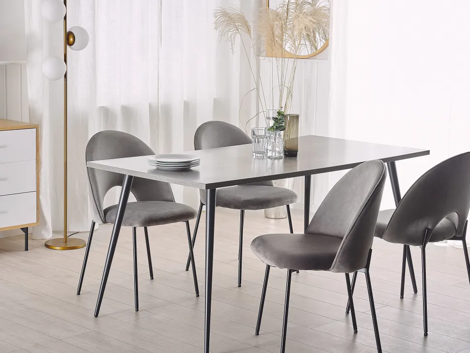 Esszimmerstuhl Samtstoff Grau 2Er Set Covelo