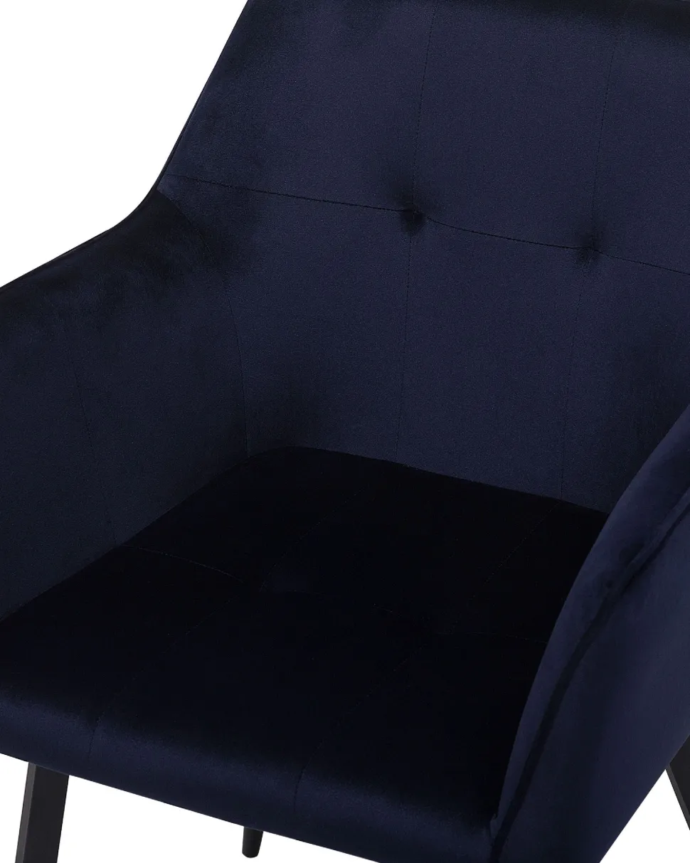 Esszimmerstuhl Samtstoff Dunkelblau 2Er Set Jasmin