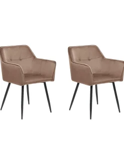 Esszimmerstuhl Samtstoff Braun 2Er Set Jasmin