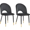 Esszimmerstuhl Samtstoff Schwarz 2Er Set Magalia