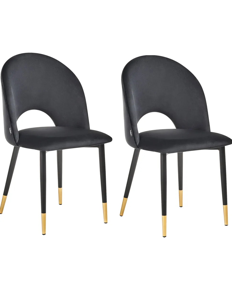 Esszimmerstuhl Samtstoff Schwarz 2Er Set Magalia