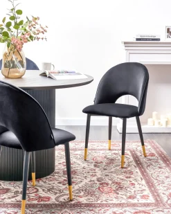 Esszimmerstuhl Samtstoff Schwarz 2Er Set Magalia